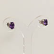 Сережки-пусети срібні з аметистом Т33-ам, фото 5