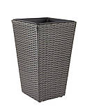 Горшок садовый сірий (искусственный ротанг) высота 50см , buuba, фото 3
