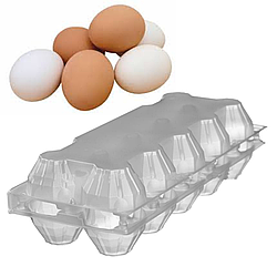 Пластикові лотки для яєць одноразові на 10 осередків 400 шт, контейнер-лоток для яєць