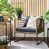 Лаунж крісло садове із гальванізованоі сталі та промащений хардвуд з подушкмми для сидіння ,buuba, фото 4