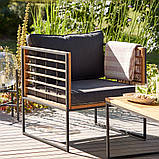 Лаунж крісло садове із гальванізованоі сталі та промащений хардвуд з подушкмми для сидіння ,buuba, фото 5