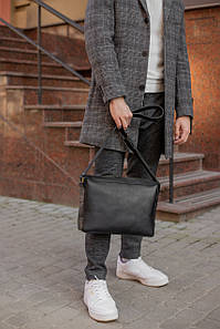 Чоловіча сумка Аарон з натуральної шкіри колір Чорний