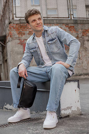 Чоловіча сумка "Модель №56 міні" з натуральної шкіри колір Чорний, фото 1