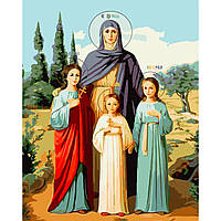 Картина за номерами Ікона Віра Надія Любов та їх мати Софія з лаком та рівнем розміром 40х50 см Strateg
