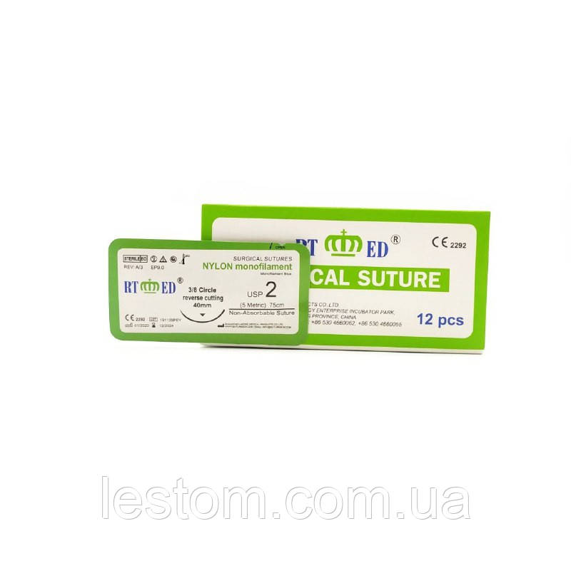 Нейлон RT-med USP 2 (EP 5) зі звор. ріж. голкою 40мм 3/8 кола