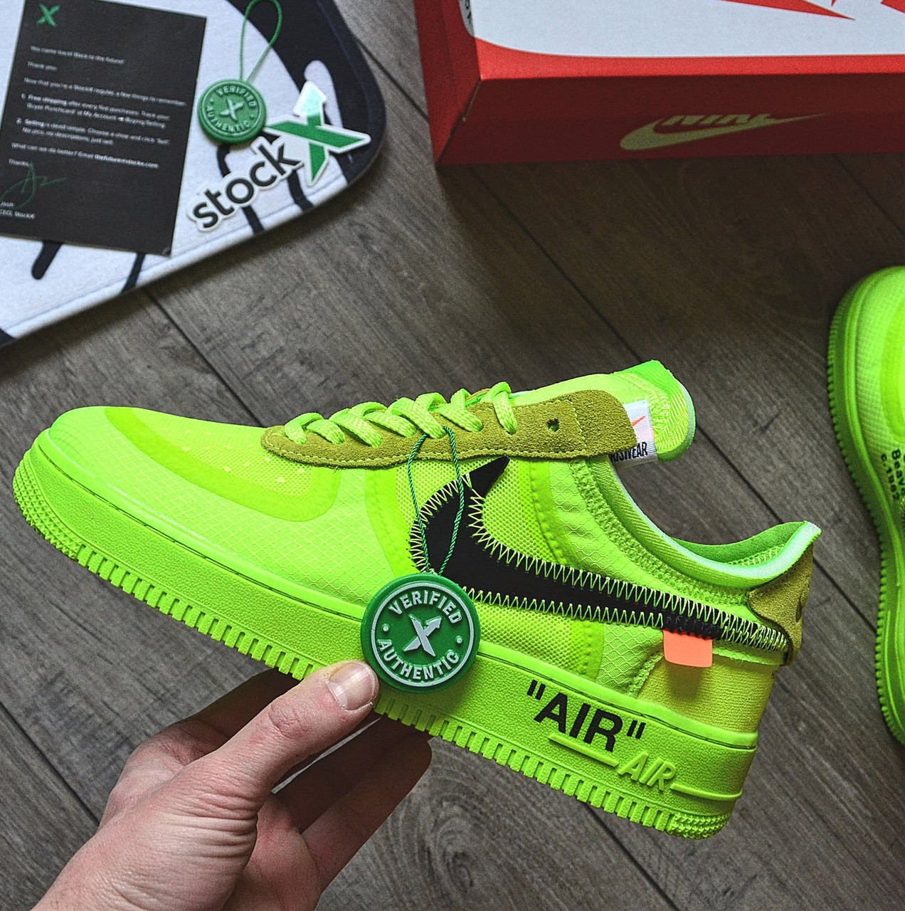 Чоловічі кросівки Nike Air force 1 low 'Volt' x "Off-White". Живе фото. Чоловічі кросівки Nike весна-осінь, фото 1