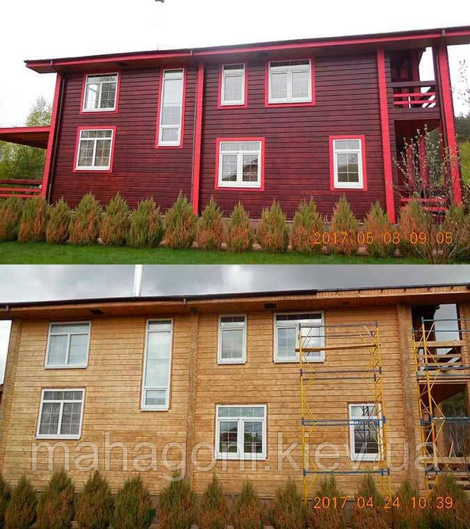 Шлифовка и покраска деревянного дома из бруса и бревна - фото 3 - id-p1620951113