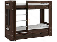 Кровать IdealMebel Дуэт-3, двухэтажная кровать с выдвижными ящиками, двухъярусная кровать Орех