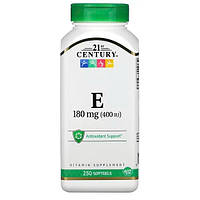 Витамин Е, 180 мг (400 МЕ), 21st Century, 250 мягких таблеток