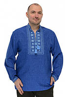 Мужская рубашка, сорочка - вышиванка Орнамент - голубой