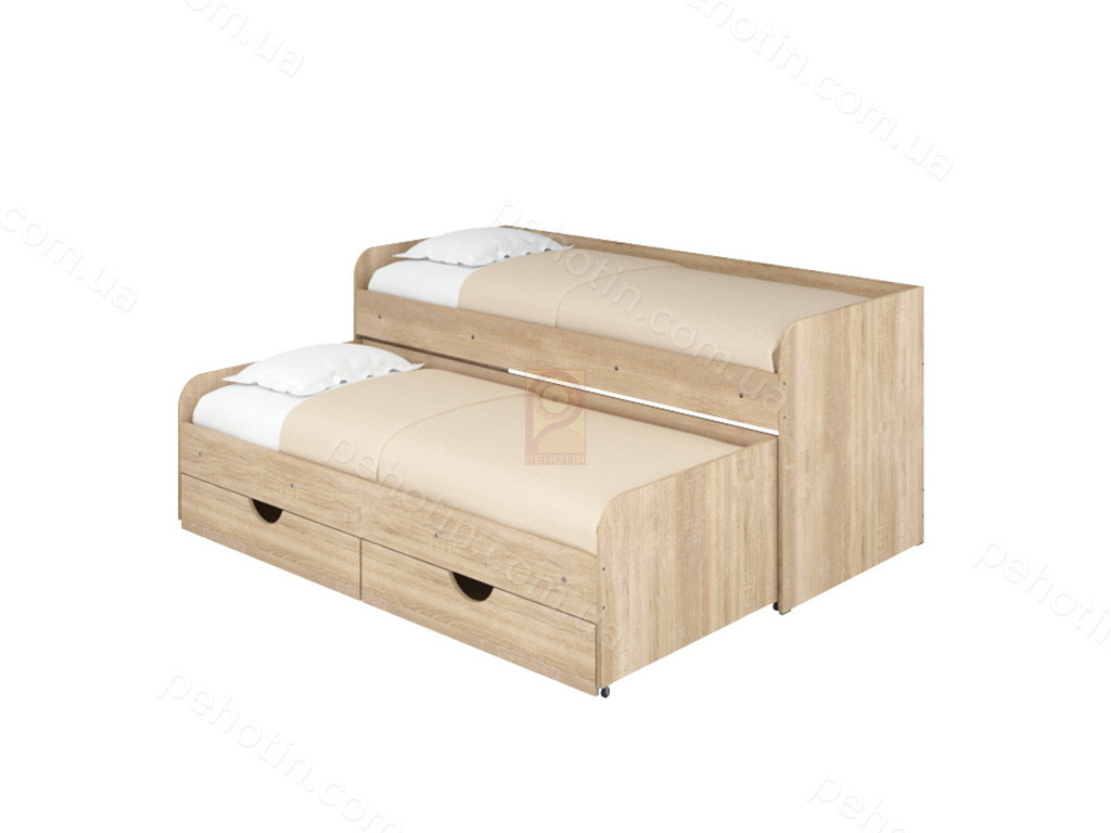 Дитяче ліжко IdealMebel Соня-5, ліжко з висувним спальним місцем і шухлядами, ліжко-трансформер Дуб