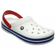 Crocs Crocband Clog White / Blue / Red Оригінальні Сабо Крокс Унісекс Білі з Червоною Шлейкою, фото 3