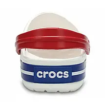 Crocs Crocband Clog White / Blue / Red Оригінальні Сабо Крокс Унісекс Білі з Червоною Шлейкою, фото 4