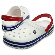 Crocs Crocband Clog White / Blue / Red Оригінальні Сабо Крокс Унісекс Білі з Червоною Шлейкою, фото 5