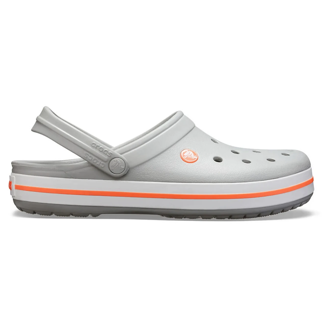 Crocs Crocband Clog Light Grey / Bright Coral Оригінальні Сабо Крокс Унісекс Світло-Сірі з Кораловою Смугою