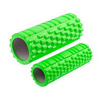 Набір масажних роликів для йоги та фітнесу 2в1 33х14/29.5х7.5 см Зелений