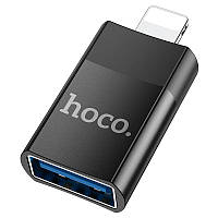 Перехідник адаптер Hoco UA17 OTG Lightning на USB зовнішній хаб для передавання даних телефона планшета флешки