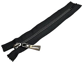 Спіральна блискавка під метал Тип 7 16см Silver нераз'емна колір Чорний зуб темний-нікель