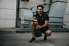 Чоловічий літній костюм Nike Футболка Поло + Шорти + Барсетка + Кепка в подарунок чорний комплект Найк, фото 7