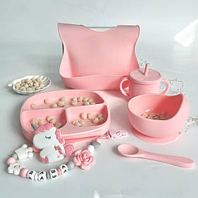 Силіконовий посуд для першого прикорму на присосці дитячий (набір) та іменний гризунок