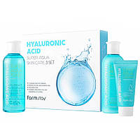 Набор для ухода за кожей лица с гиалуроновой кислотой FarmStay Hyaluronic Acid Super Aqua Skin Care 3 Set