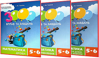 5,6 клас нуш. Математика. Комплект тренажерів. 3000 вправ та завдань. Дроби, рівняння. Галкіна. Час майстрів