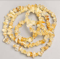 Намистини на волосіні натуральний камінь Цитрин крихта d 8х4мм(+-) L-80см+- купити біжутерію оптом в інтернеті