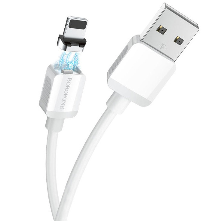 Кабель магнітний для зарядки Apple Lightning iphone BOROFONE BX57 |1м/2A| Білий, фото 1