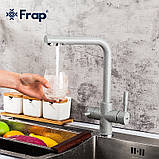 Змішувач для кухні Frap F4352-22 на дві води, сірий, фото 4