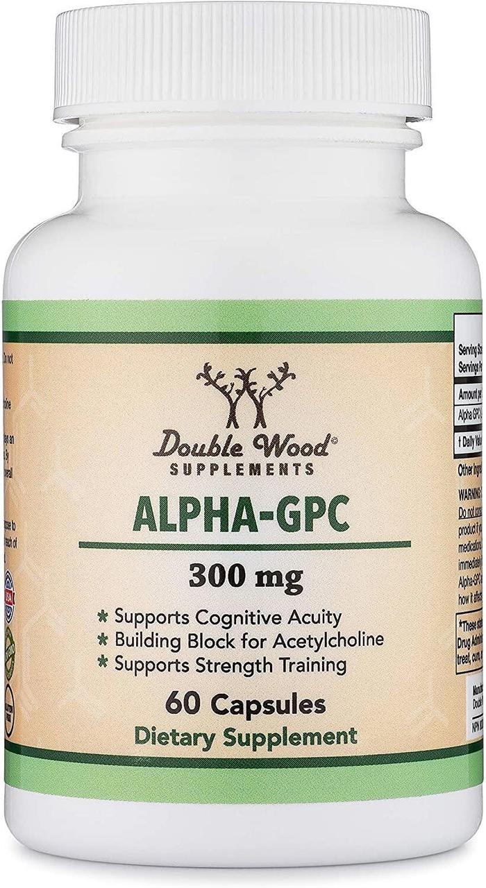 Альфа-ГПХ Double Wood Alpha GPC 300 mg, 60 capsules