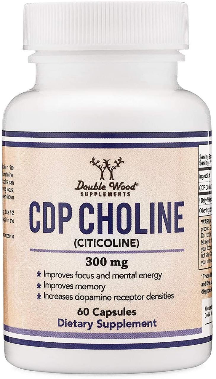 Холін Double Wood CDP Choline 300 mg (Citicoline), 60 capsules