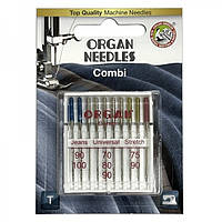 Иглы швейные ORGAN COMBI BOX (Universal 5шт, Jeans 2шт, Super Stretch 3шт) для бытовых швейных машин блистер