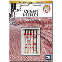 Иглы швейные для cтрейча, лайкры ORGAN SUPER STRETCH №75/90 для бытовых швейных машин блистерная упаковка 5 шт