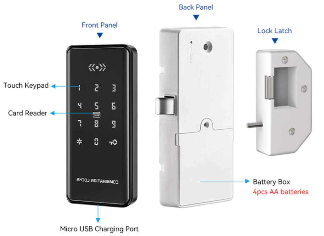 Bluetooth +карточный +кодовый замок TTLOCK RFID-LOCKER на шкафчик ...