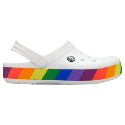 Crocs Crocband Rainbow Block Clog White Жіночі Сабо Крокс Крокбенд біла веселка, фото 1