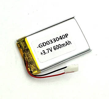 Акумулятор універсальний 41х25х3 мм 3.7V 600mAh (GD033040P)