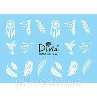 Наклейки для нігтів Divia водна 3D контурна Di863 D-012.w Голуби перо