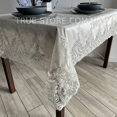 Молочная бархатная скатерть | Сравнить цены и купить на Prom.ua
