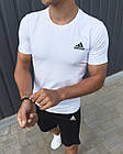 Чоловічий літній костюм Adidas Футболка + Шорти + Барсетка в подарунок білий із чорним комплект Адідас, фото 10