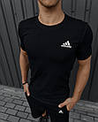 Чоловічий літній костюм Adidas Футболка + Шорти + Барсетка в подарунок чорний комплект Адідас, фото 9