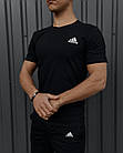 Чоловічий літній костюм Adidas Футболка + Шорти + Барсетка в подарунок чорний комплект Адідас, фото 10