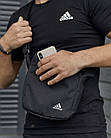 Чоловічий літній костюм Adidas Футболка + Шорти + Барсетка в подарунок чорний комплект Адідас, фото 3