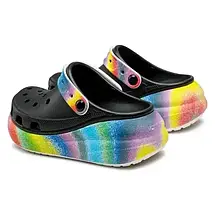 Crocs Classic Crush Spray Dye Clog Black — Жіночі Сабо Крокс Класік Краш Градієнт Чорні — Оригінал, фото 3