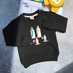 Дитяча кофта на флісі з пляшечками Чорна Зима DT-79082, Чорний, Унісекс, Зима, 92