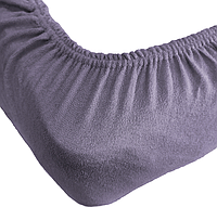 Большая натяжная простынь двуспальная чехол на матрас большая, простынь на резинке 200х220 махровая Фиолетовый