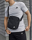 Чоловічий літній костюм Adidas Футболка + Шорти + Барсетка в подарунок сірий із чорним комплект Адідас, фото 10
