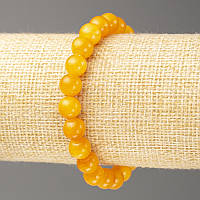 Браслет Бурштин (іміт. акрил) d-8мм +- L-18см+- гладка кулька на резинці купити біжутерію дешево оптом в інтернеті
