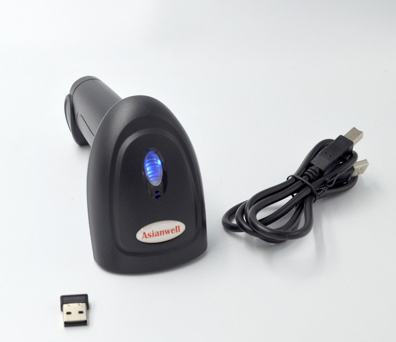 Сканер бездротовий Asianwell AW-U3W, receiver 2,4G; лазер, чорний