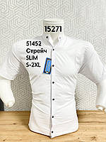 Стрейчевая рубашка с коротким рукавом Varetti стойка mod 51452