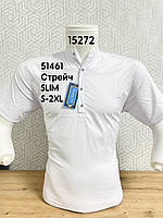 Стрейчевая рубашка с коротким рукавом Varetti стойка mod 51461